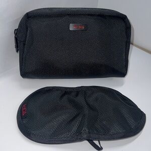 Tumi Black Zippered Pouch with Eye Mask New